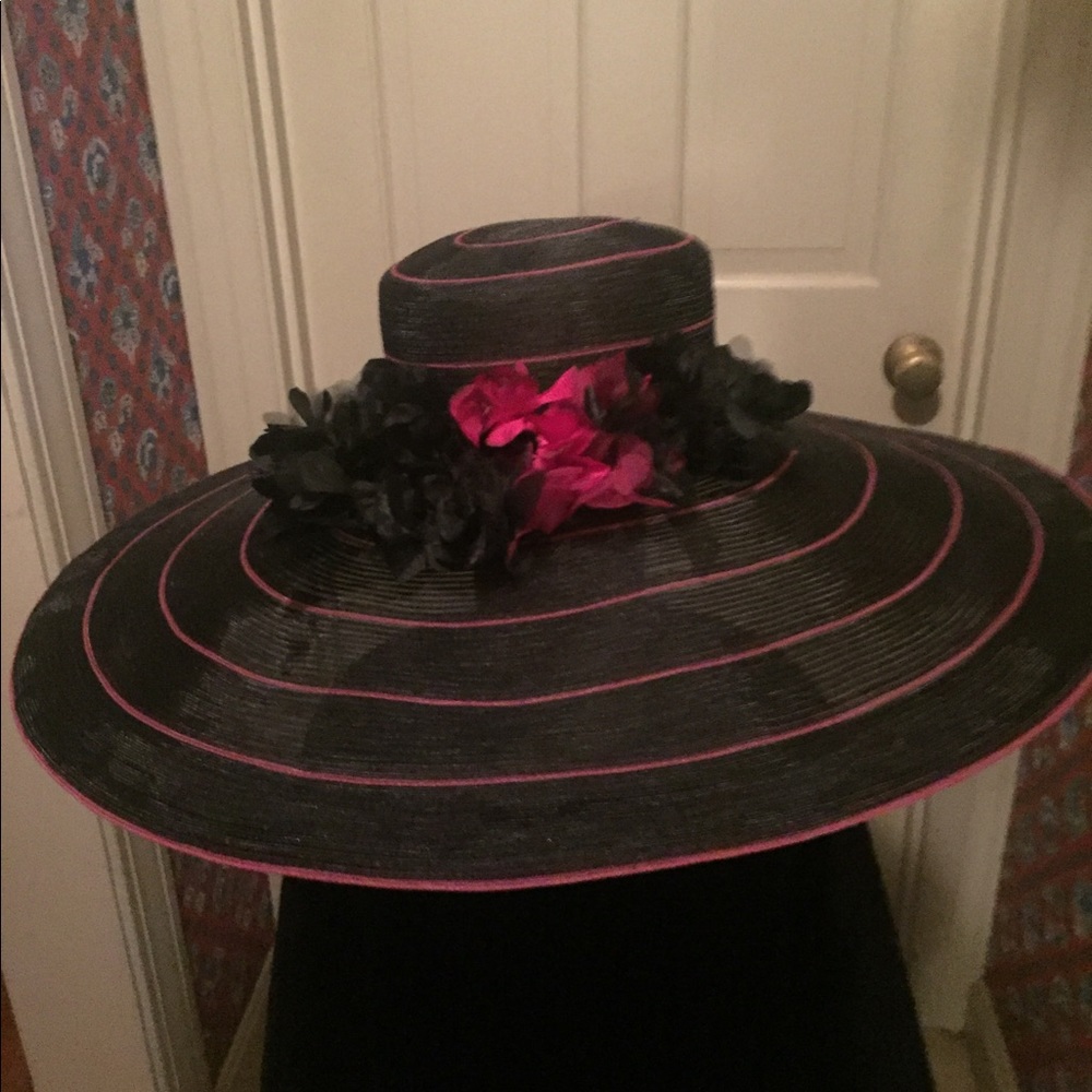Frank Olive spectacular oversized black-purple hat